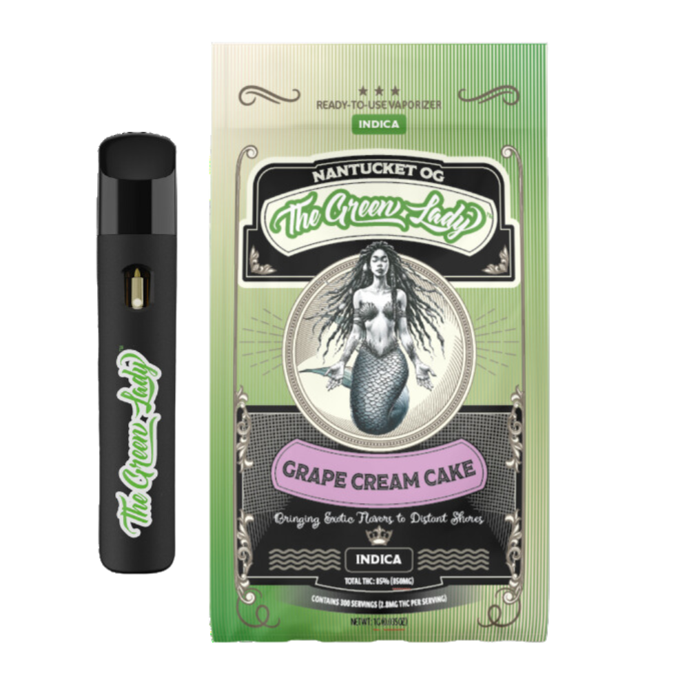 Photograph of product: The Green Lady Grape Cream Cake 1g Vape