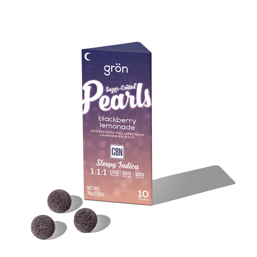 Photograph of product: Gron | Pearls 10pc | 1:1:1 Blackberry Lemonade | Sleepy Oui'd | 100mg