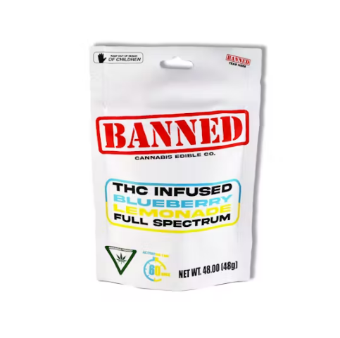 Photograph of product: BANNED EDIBLE CO. | BLUEBERRY LEMONADE - 200MG GUMMIES 4PK | HYBRID