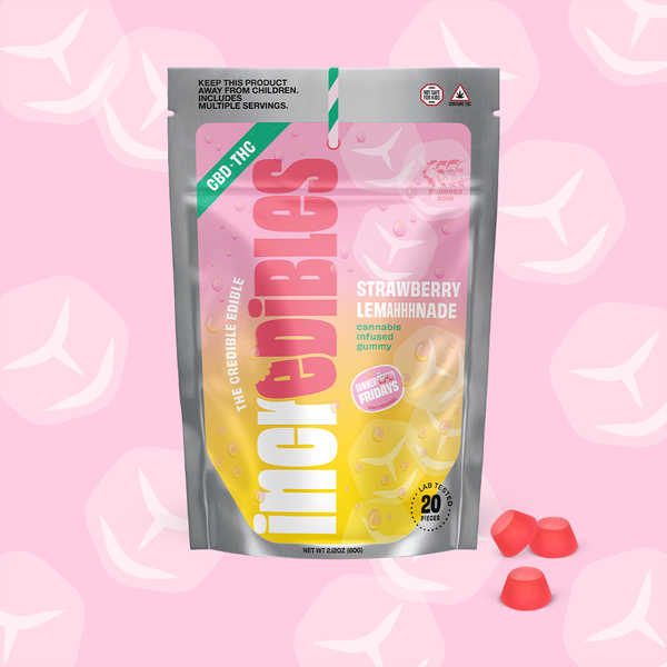 Photograph of product: 1:1 Strahhhberry + CBD | Gummies | 20 pack | 100mg TH-oui / 100mg CBD