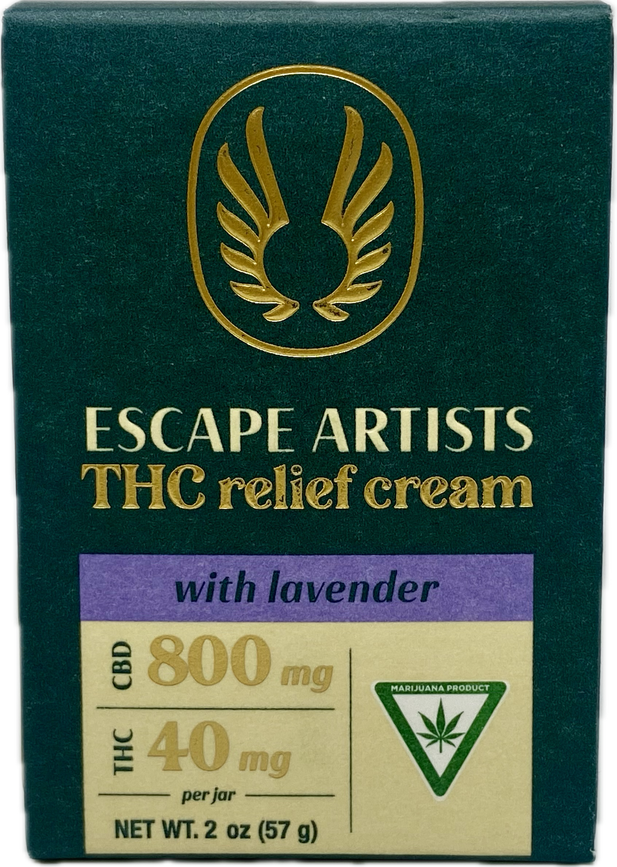 Photograph of product: Escape Artists - Transdermal TH-oui Relief Cream 2oz - 20:1 Lavender - 800mg CBD - 40mg TH-oui
