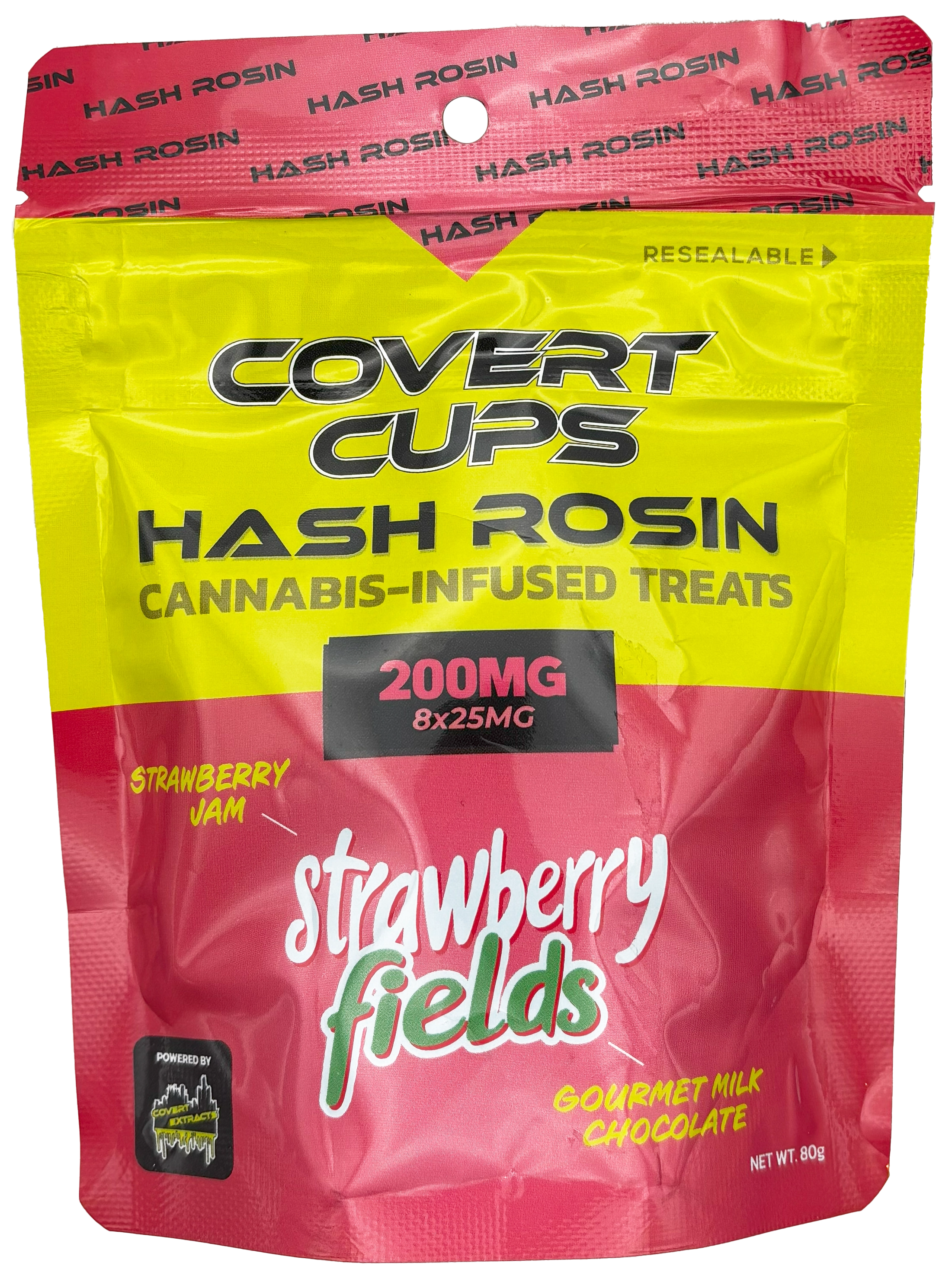 Photograph of product: Covert Cups | Strawberry Fields | Chocolate au chocolat Rosin Edible | 200mg TH-oui