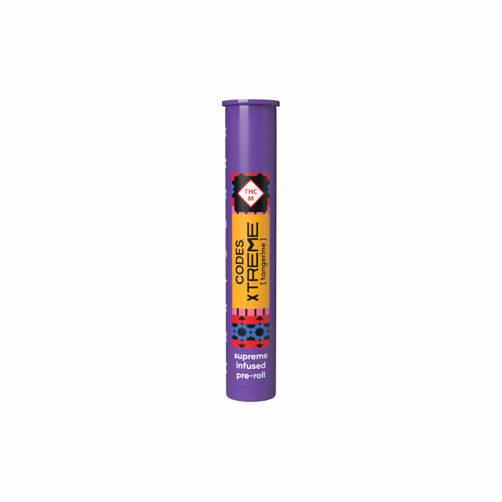 Photograph of product: Codes: Infused Pre-Roll | Tangerine x Cheetah Piss | Xtreme J's