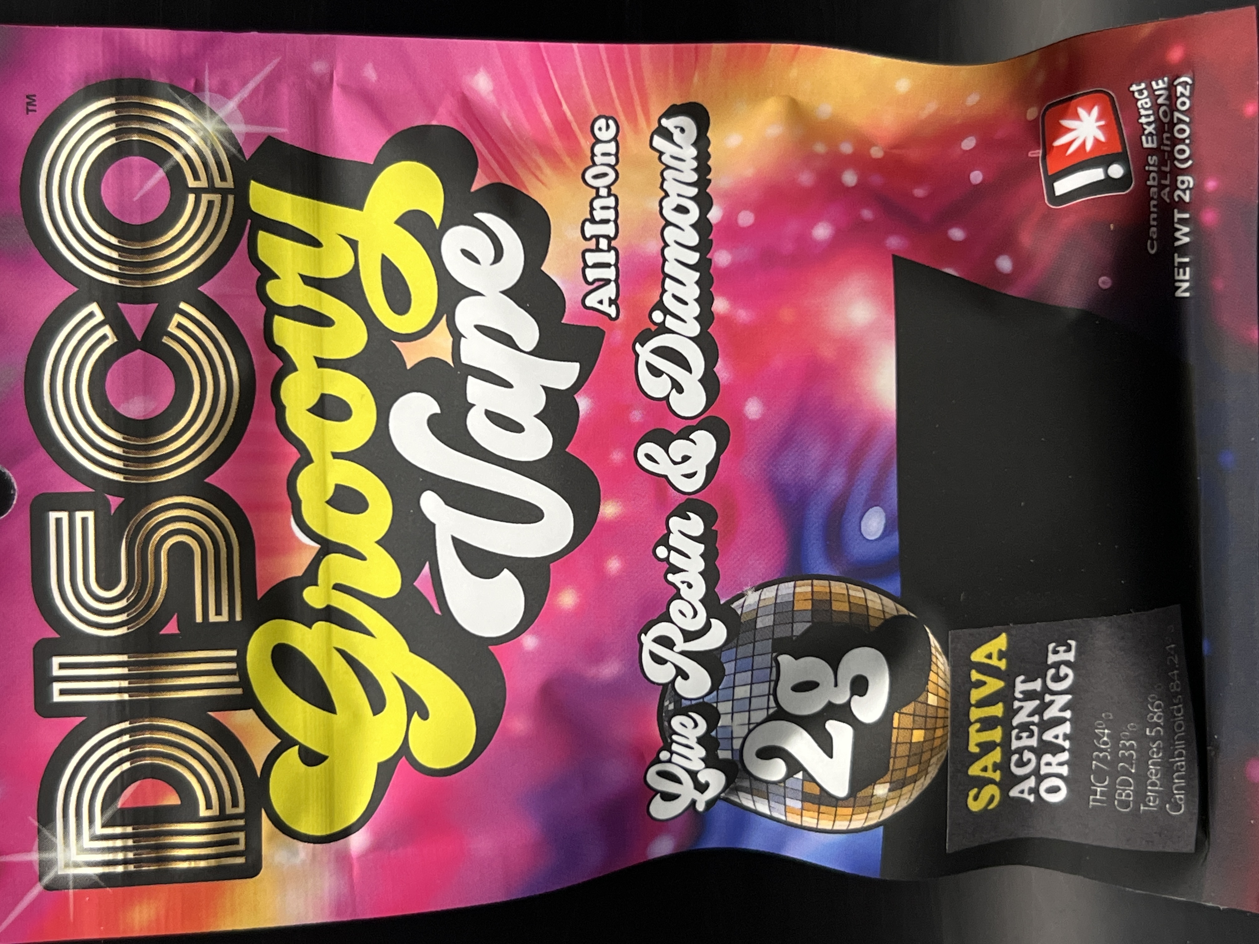 Photograph of product: Disco Dabs Bubble Bomb Groovy Vape Cartridge All-In-One