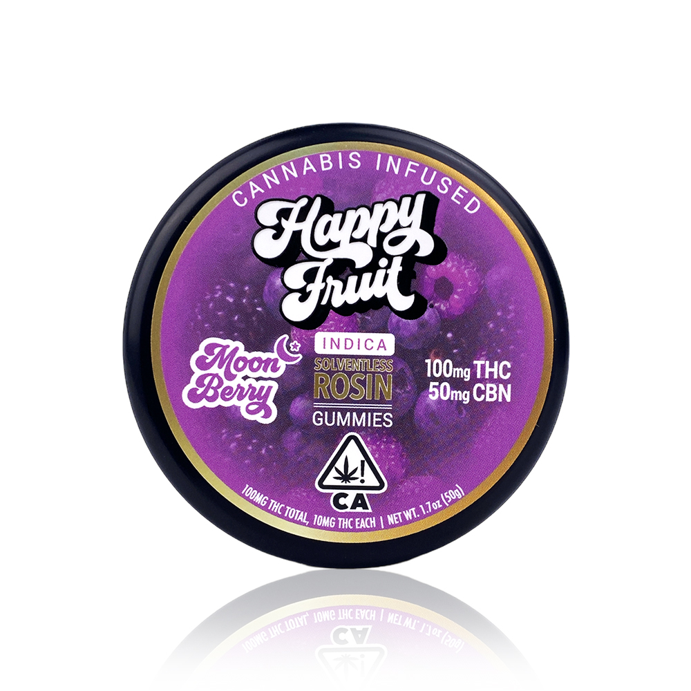 Photograph of product: Happy Fruit - Edibles - Gummies - Rosin - Moon Berry - 100MG