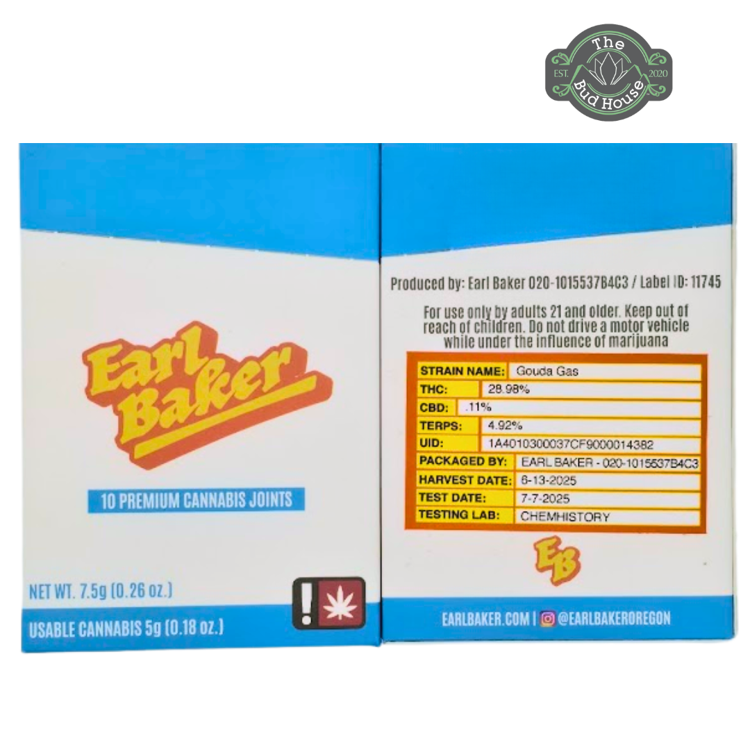Photograph of product: Earl Baker 10pk GOUDA GAS 0.5g Pre-Rolls