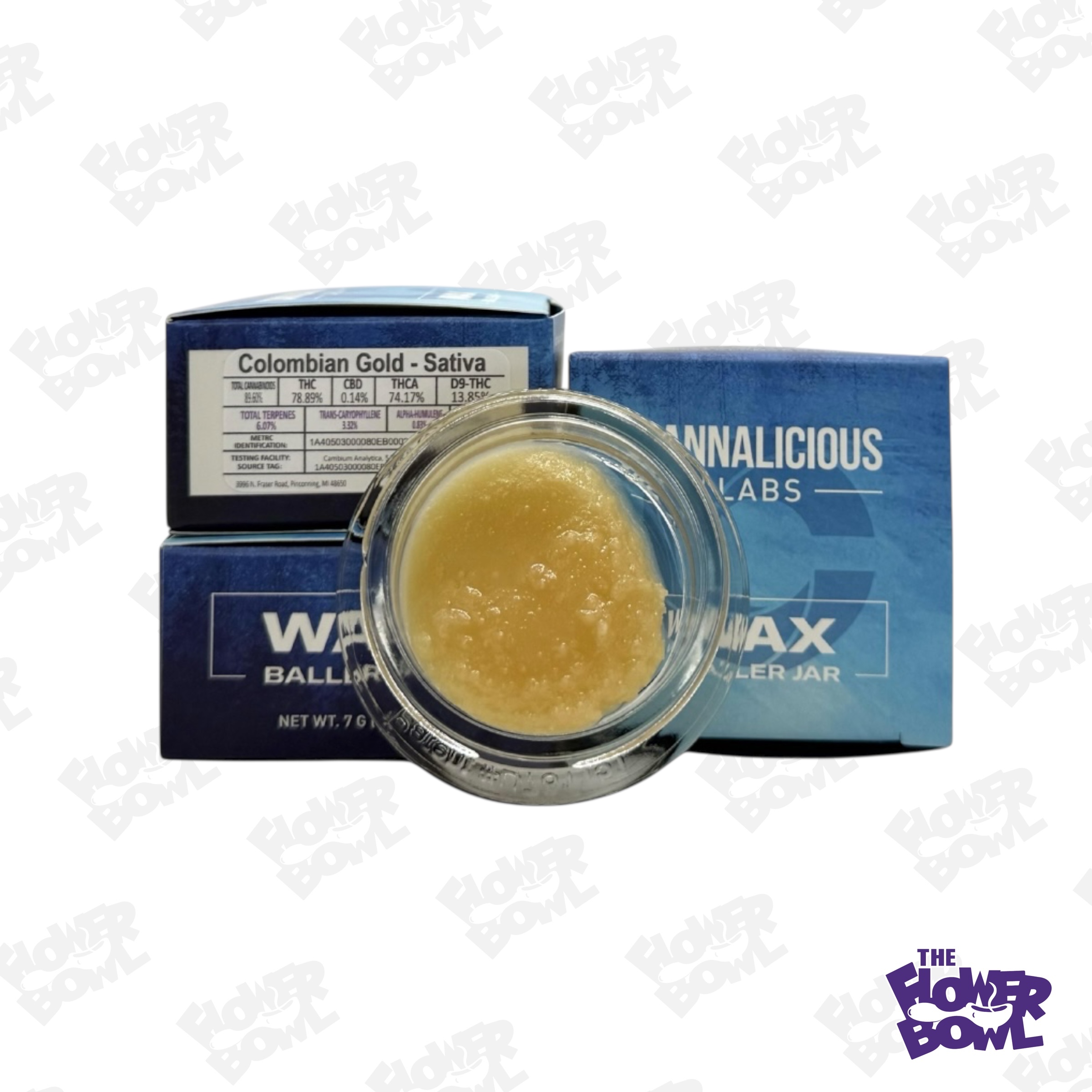 Photograph of product: Cannalicious: Colombian Gold 7G Wax Baller Jar