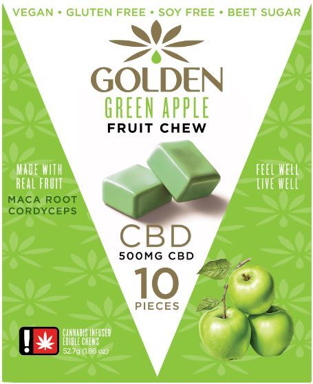Photograph of product: Golden CBD | 10pk Green Apple Fruit Chew