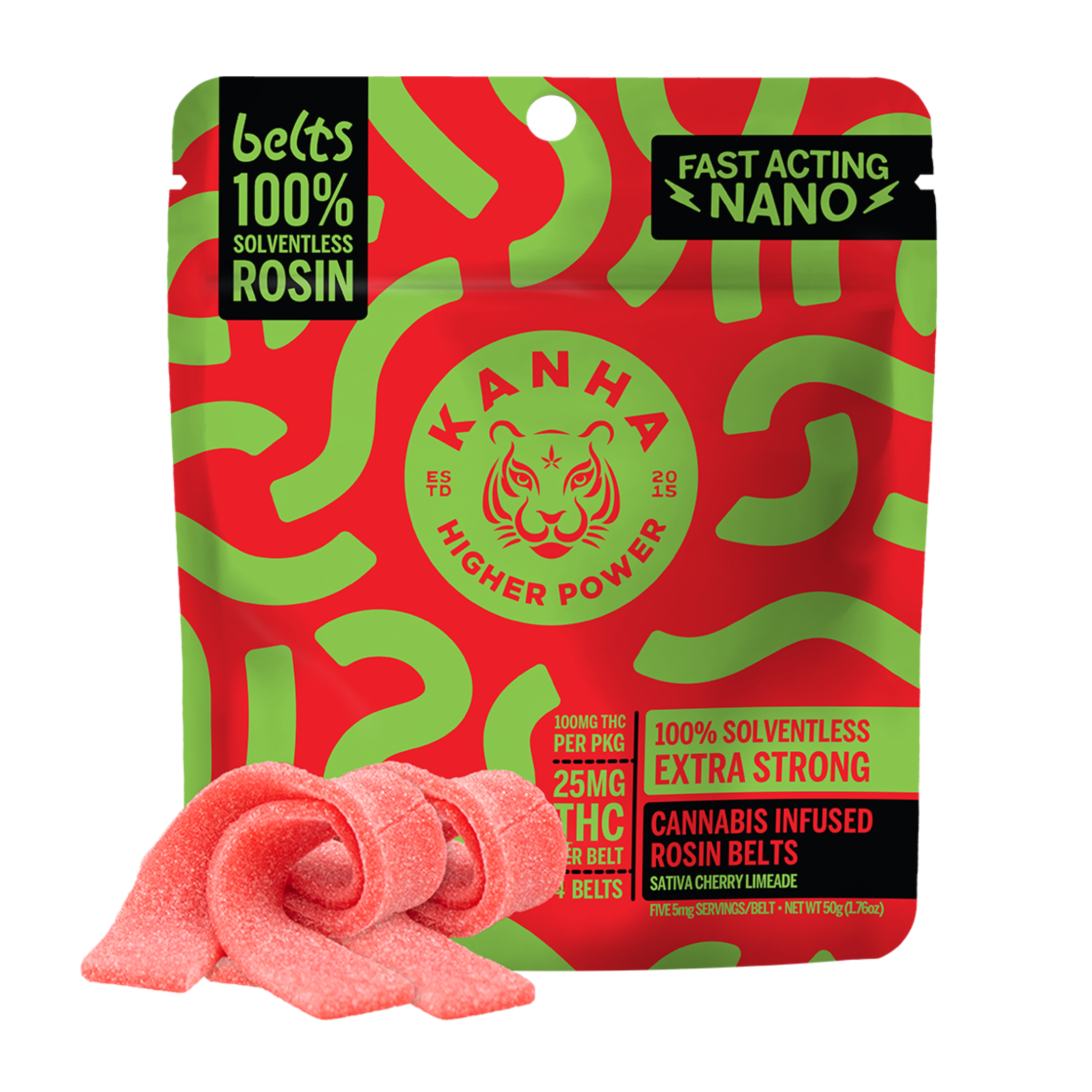 Photograph of product: Cherry Limeade Sativa | Sour Belts | 100mg