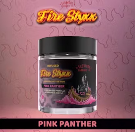 Photograph of product: Glorious Oui'd Co. - Infused Pre-Roll - Fire Styxx Pink Panther - - 4pk
