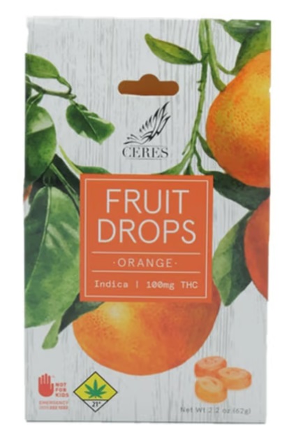 Photograph of product: Ceres Orange DROPS IND EDIBLE 10pk