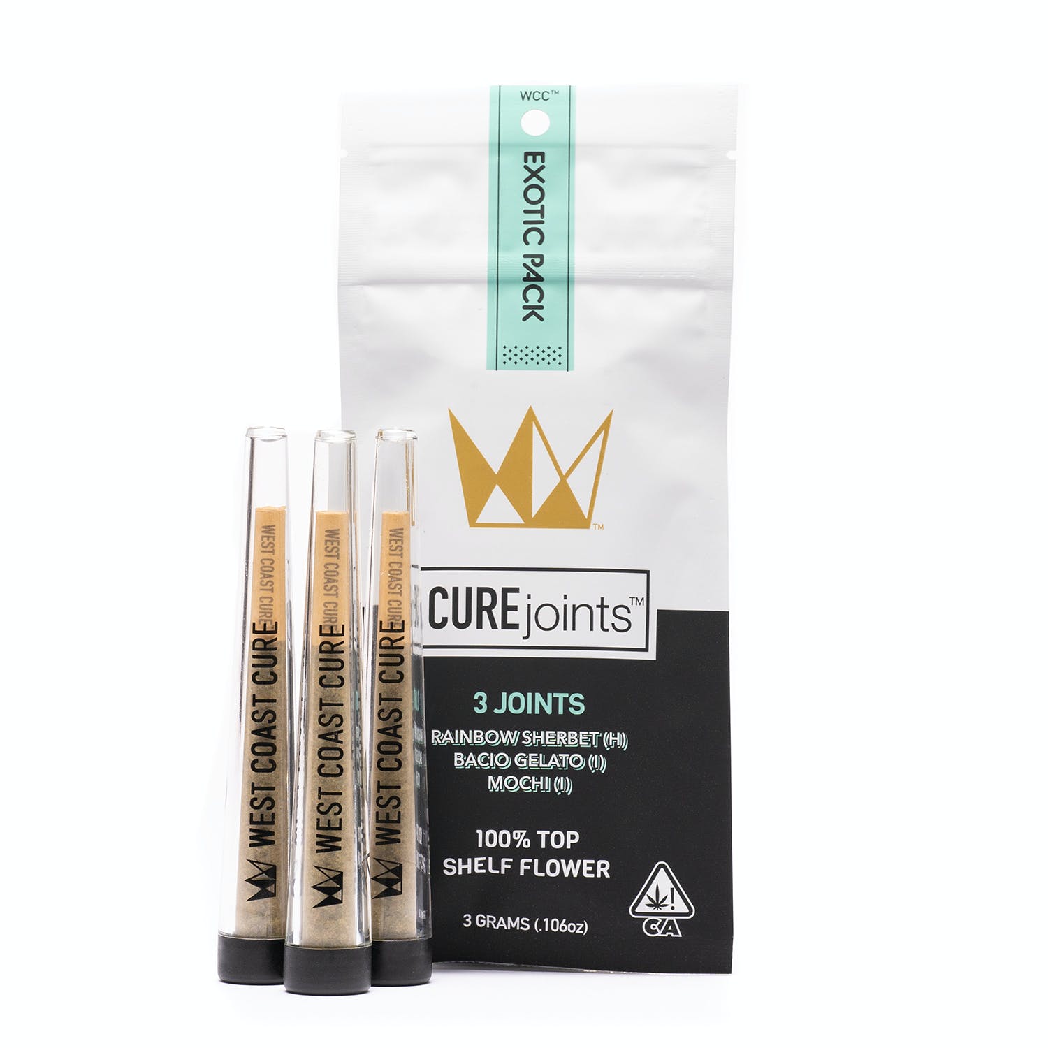 Photograph of product: THE EXOTIC PACK 3G 3 PACK PREROLLS