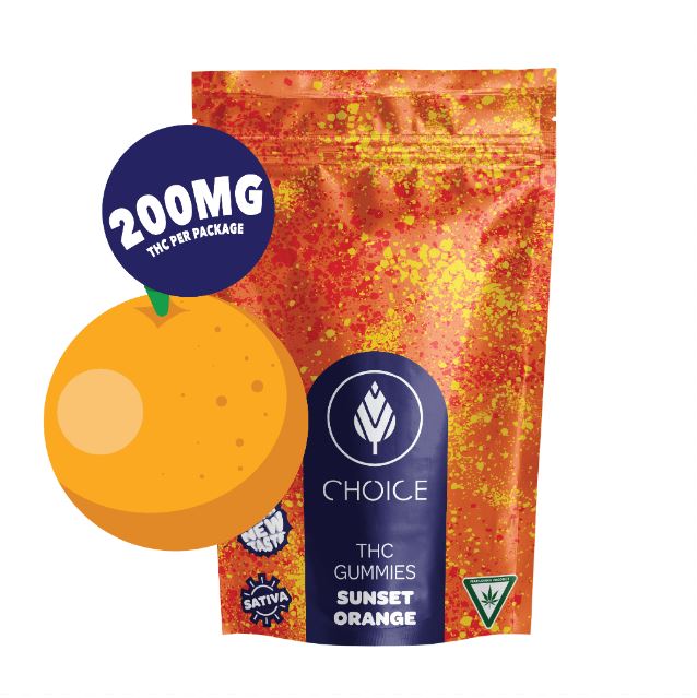 Photograph of product: Choice: Sunset Orange 200MG Gummies (S)