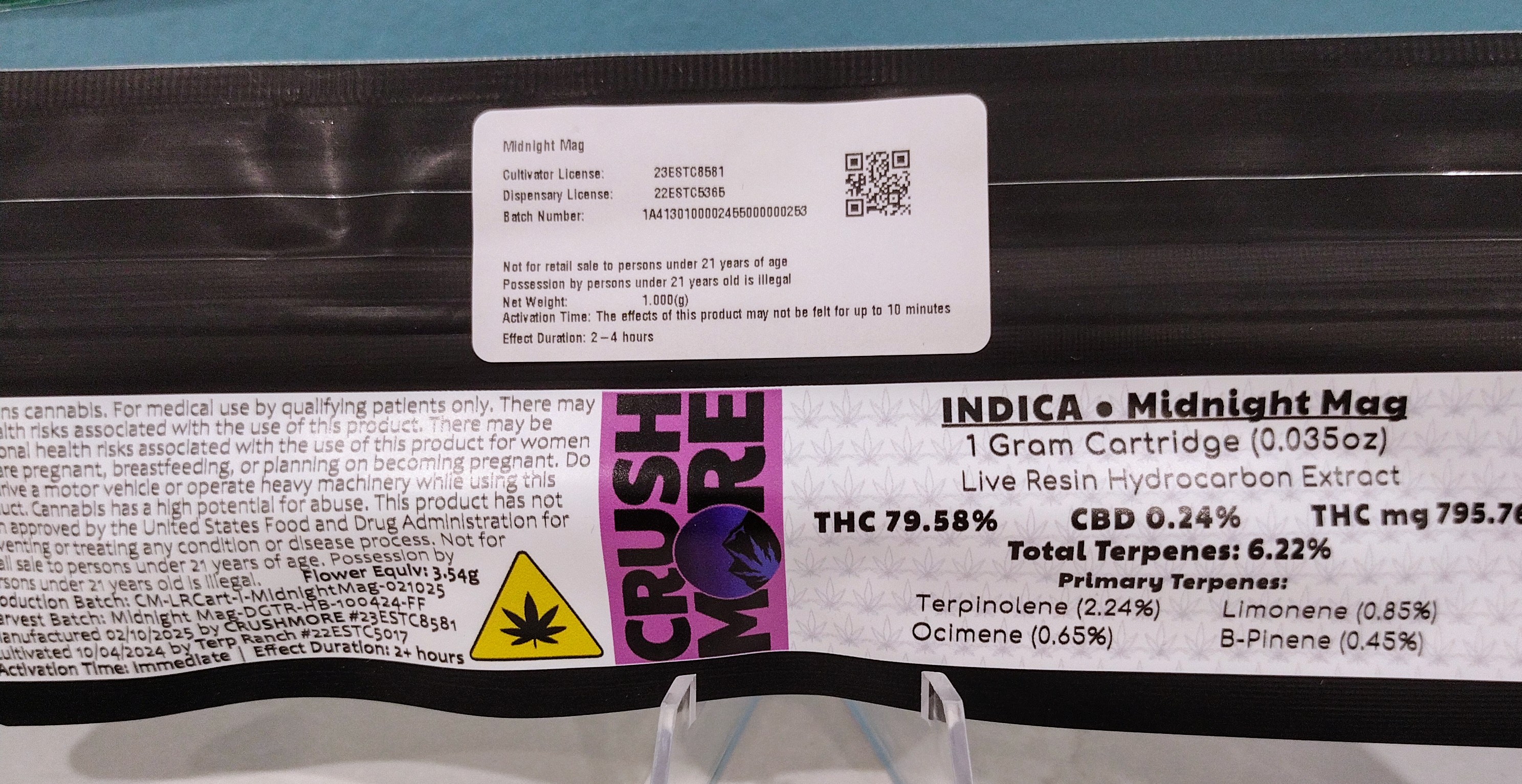 Photograph of Product: Crushmore - Midnight Mag Live Resin - 1g Cart