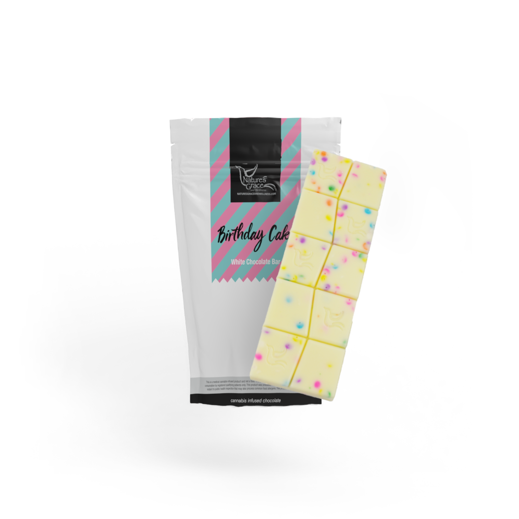 Photograph of product: Birthday Cake White Chocolate Bar | 100mg | Nature's Grace