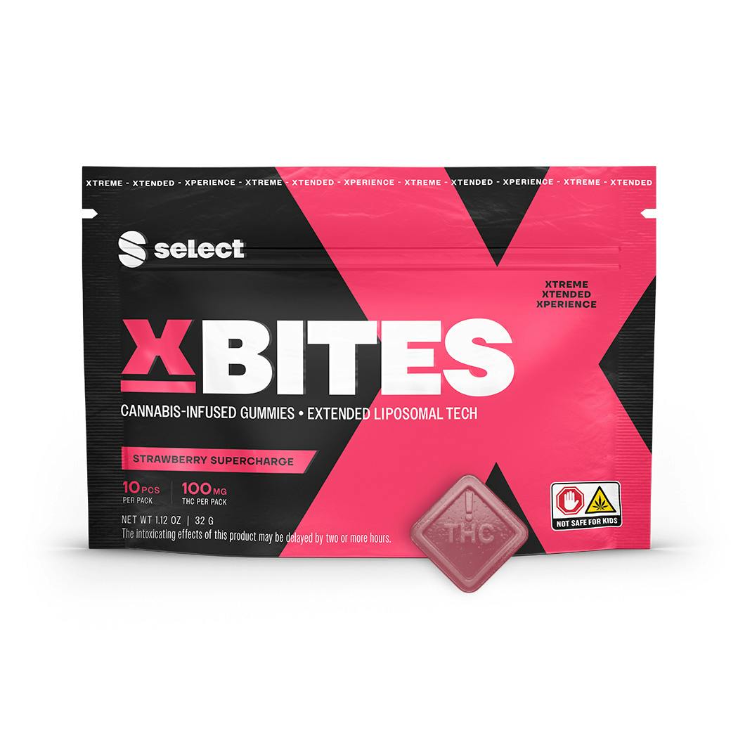 Photograph of product: Strawberry Supercharge I 100mg I 10 Pack I X Bites I Select