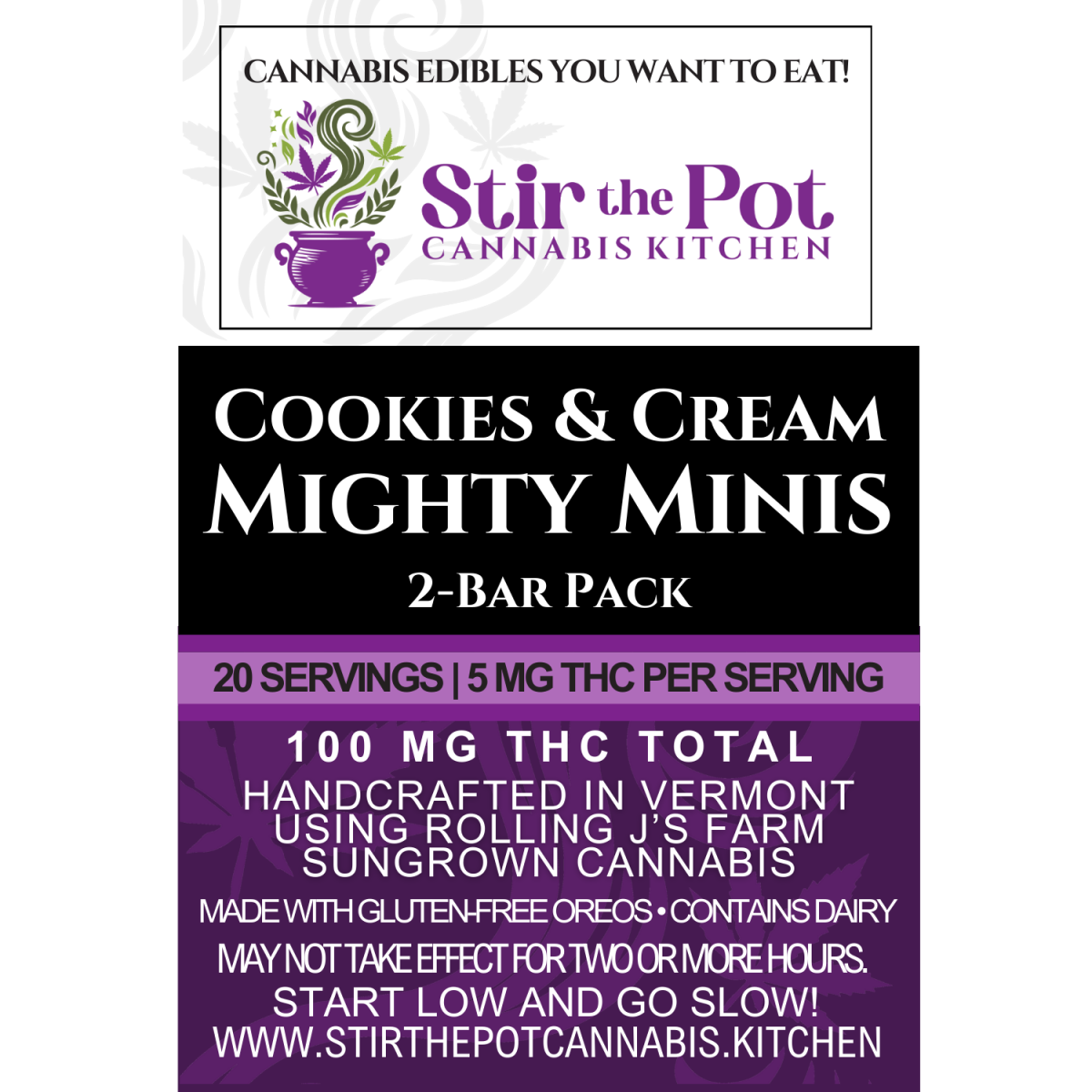 Photograph of product: HIGH POTENCY | Mighty Minis | Cookies & Cream (2 bars / 10 servings per bar)