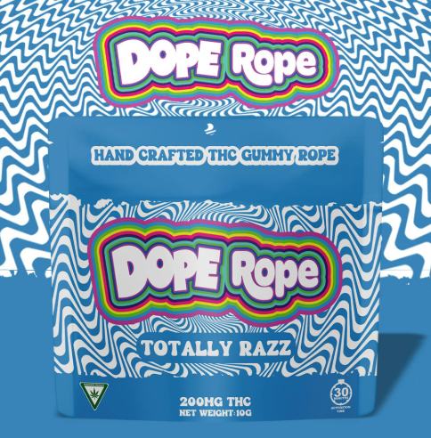 Photograph of product: Dope Rope - Totally Razz - Gummies - 200mg - Hybrid