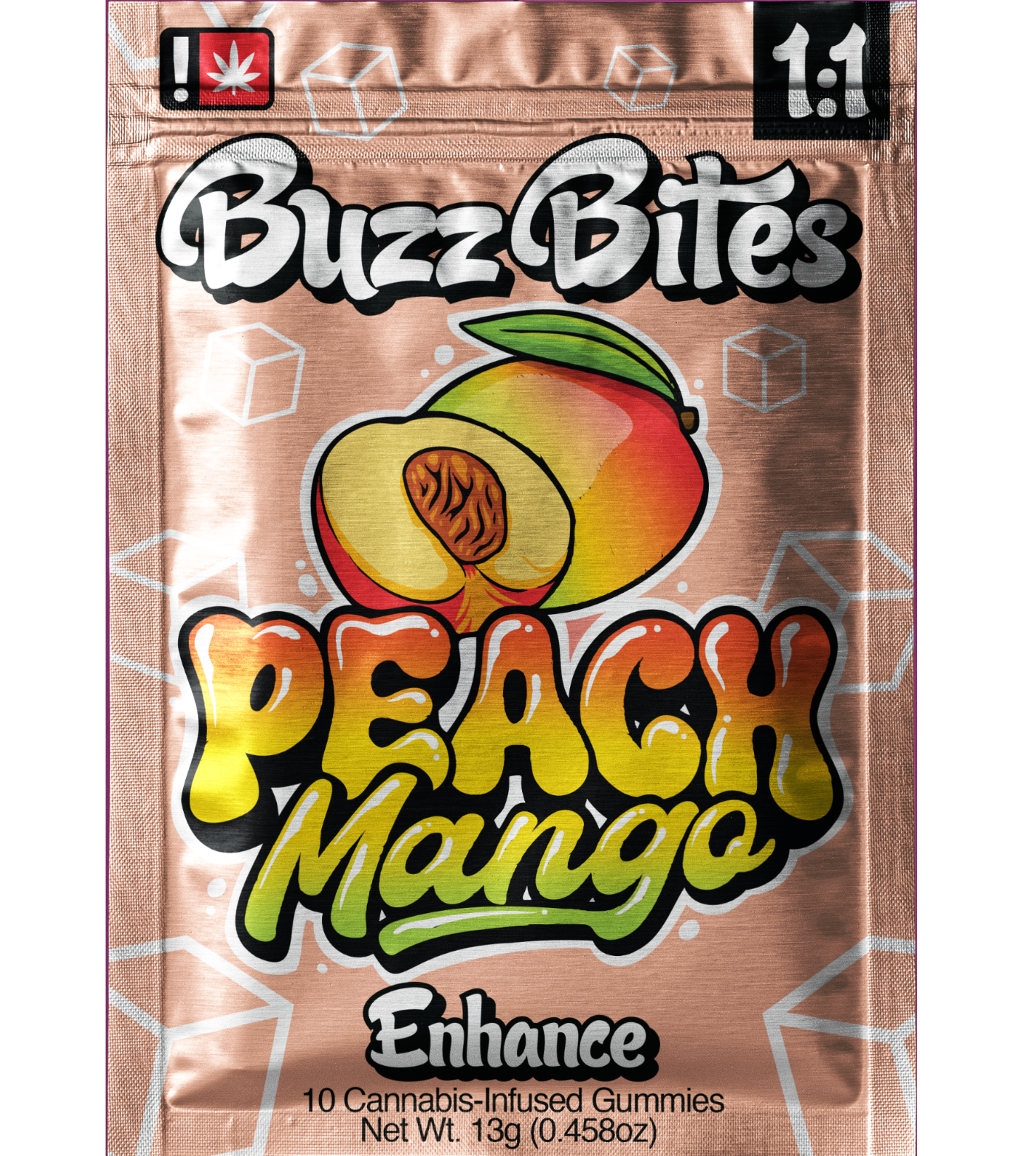 Photograph of product: Buzz Bites | Peach Mango 1:1  Gummy