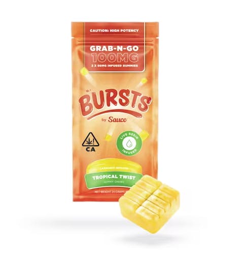 Photograph of product: BURSTS | TROPICAL TWIST 200MG GUMMY