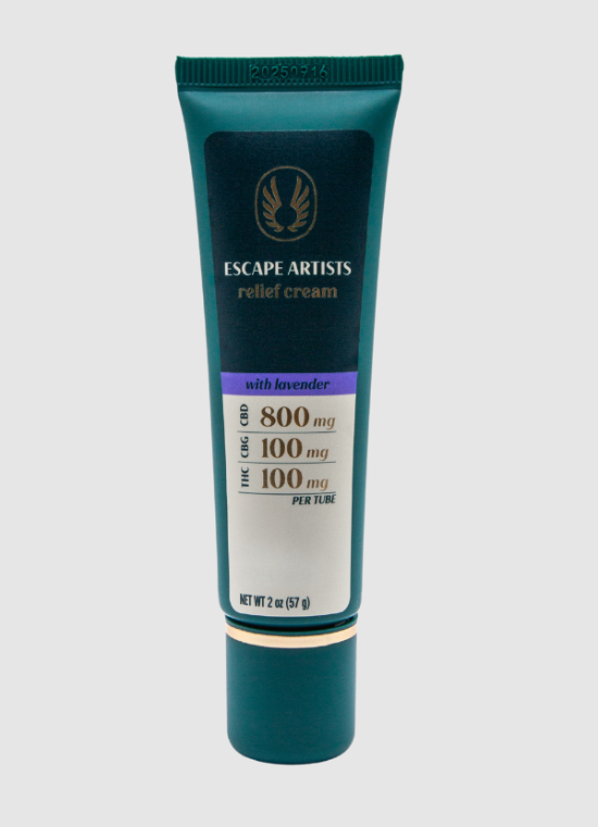 Photograph of product: Escape Artists - Relief Cream w Lavender (8:1:1) (CBD:CBG:TH-oui) 2oz Tube -  800mg