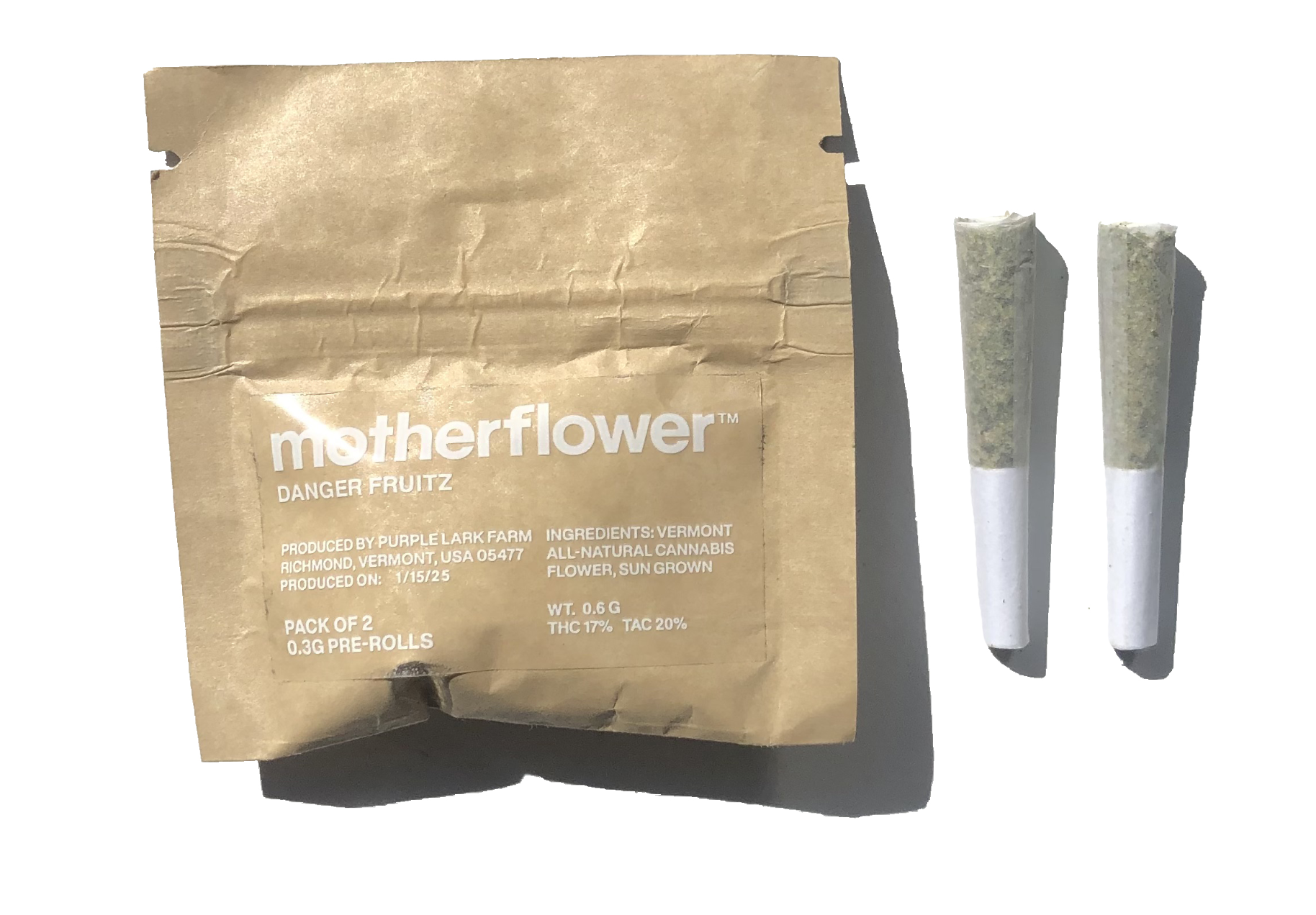 Photograph of product: Motherflower Preroll 2 pack | Danger Fruitz