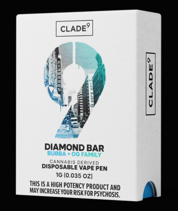 Photograph of product: Clade9 Vape Disposable 1g- Diamond Bar