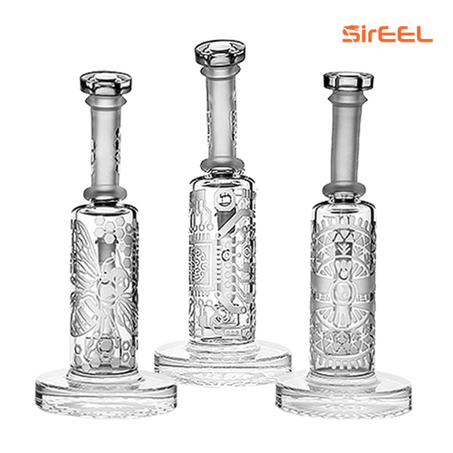 Photograph of product: SIREEL CLEAR ETCHED BONG WITH BOWL ASSORTED DESIGNS