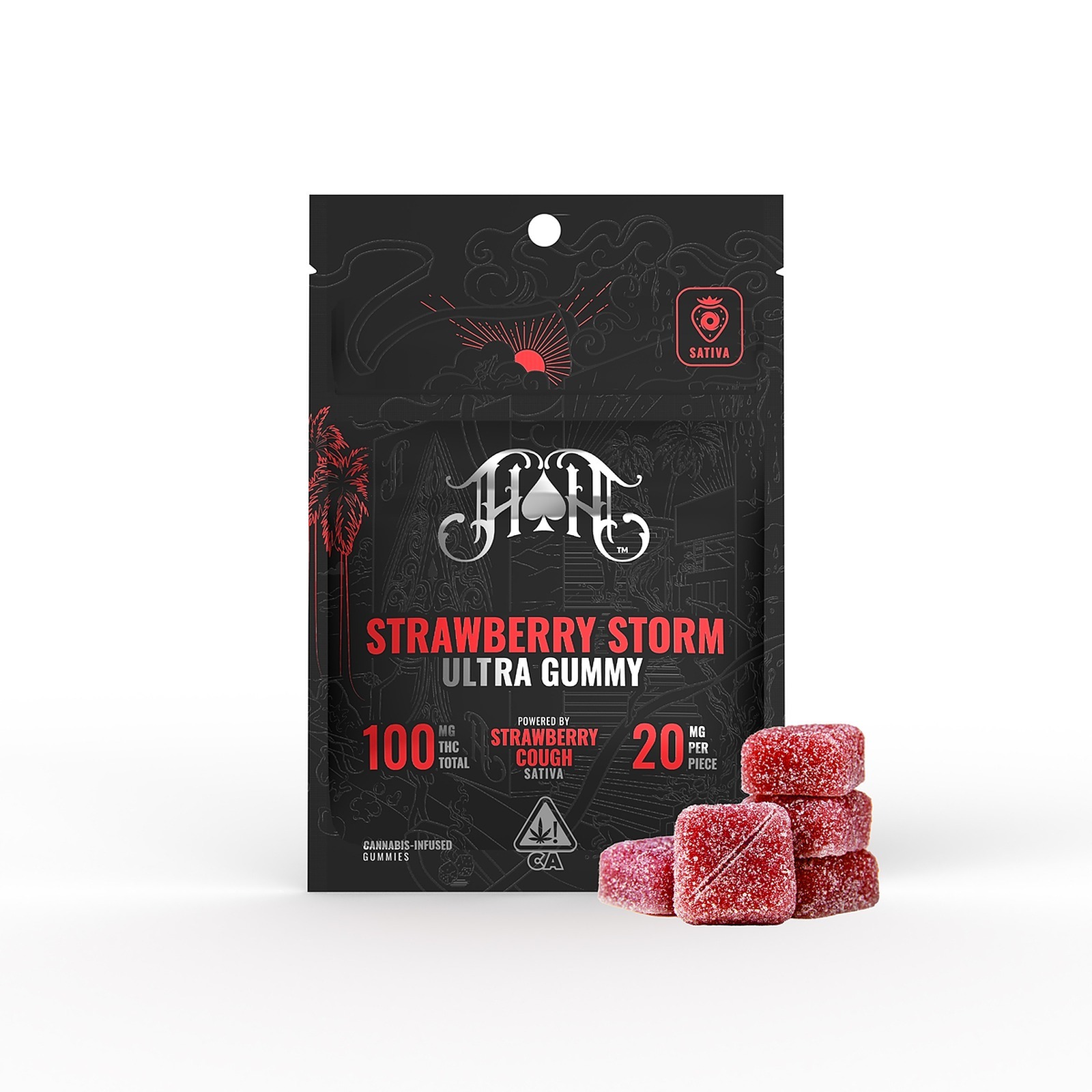 Photograph of product: Heavy Hitters | Strawberry Storm | Gummies | 100mg