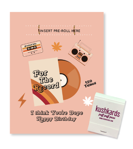Photograph of product: KushKards | For The Record Dope Birthday Pre-Roll Card | Greeting Cards