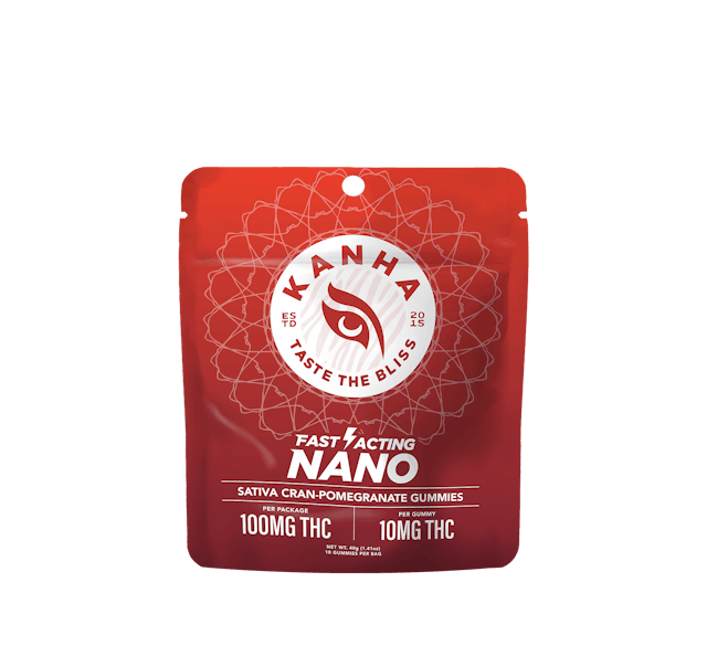 Photograph of product: Nano | Cran-Pomegranate | Sativa | 100mg THC | 10-pack