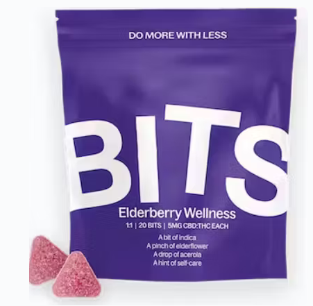 Photograph of product: Bits - Elderberry Wellness 1:1 TH-oui:CBD 100mg 20pk
