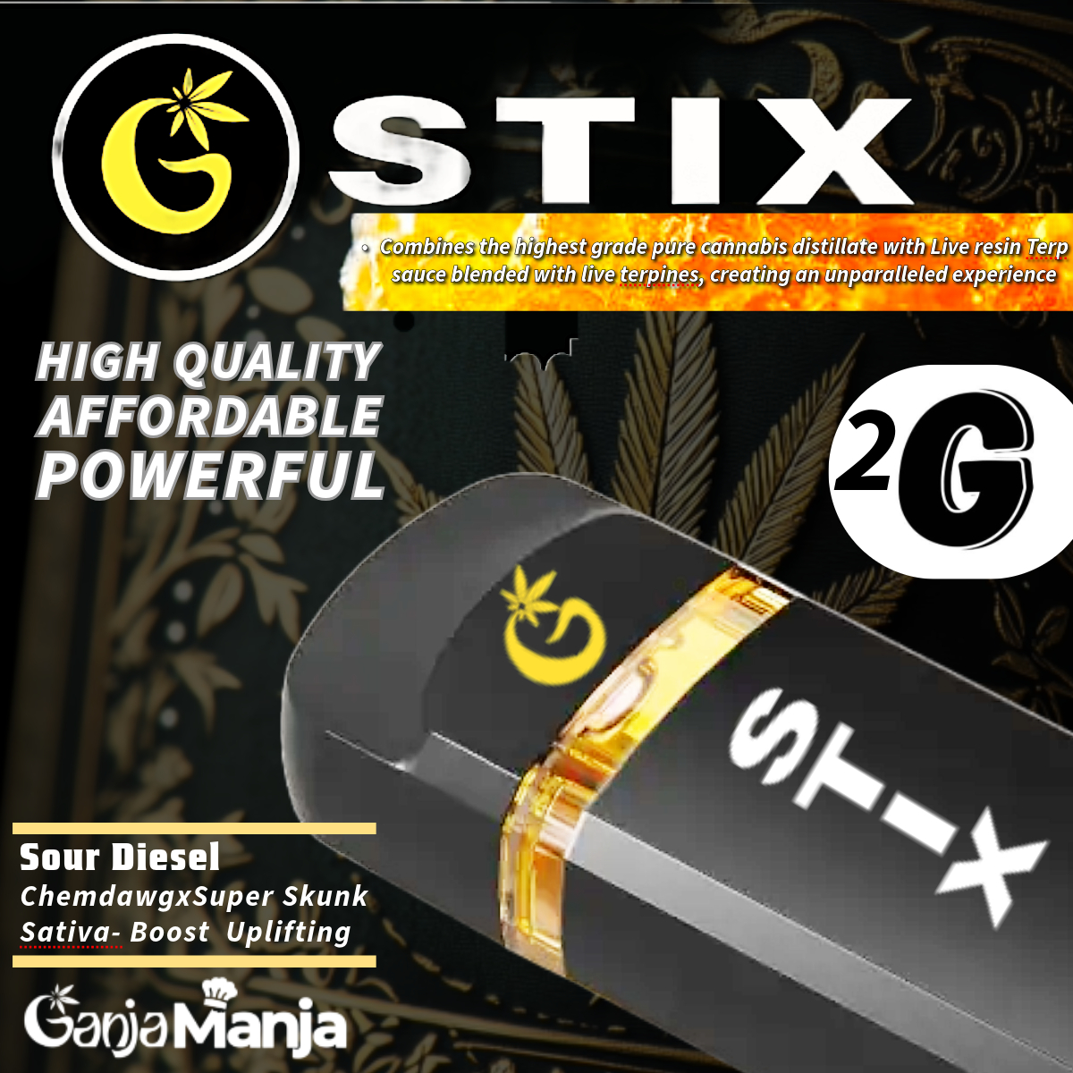 Photograph of product: G STIX | Disposable | Sour Diesel | 2g
