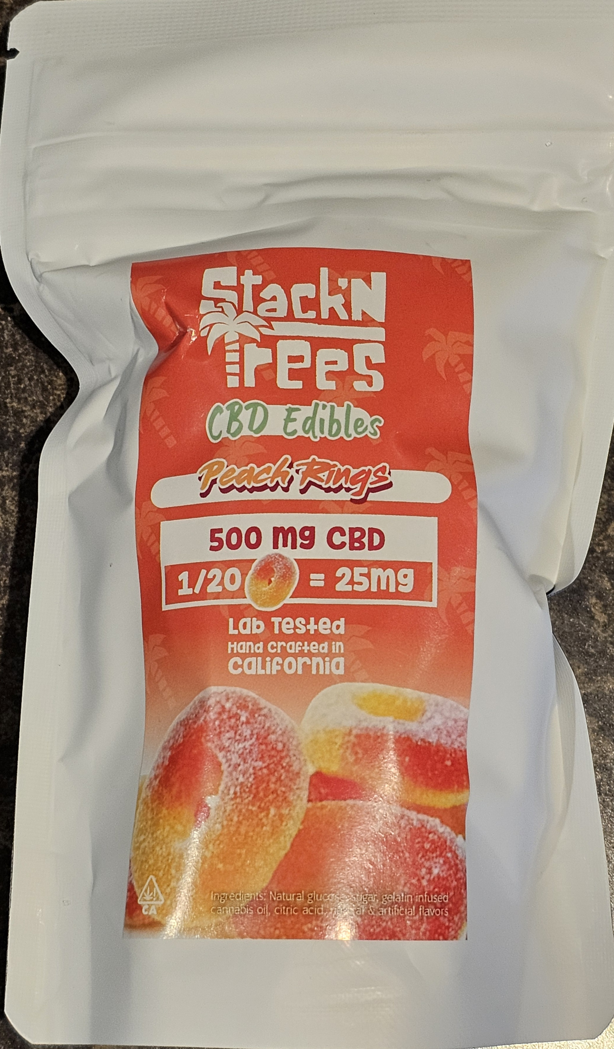 Photograph of product: STNT | CBD PEACH RINGS | 500MG