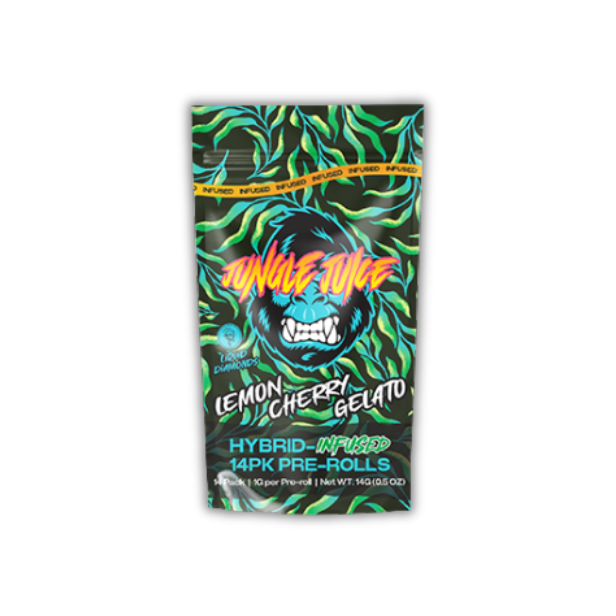 Photograph of product: Jungle Juice | Infused Pre-Roll 14 Pack | Lemon Cherry Gelato | 1g x 14