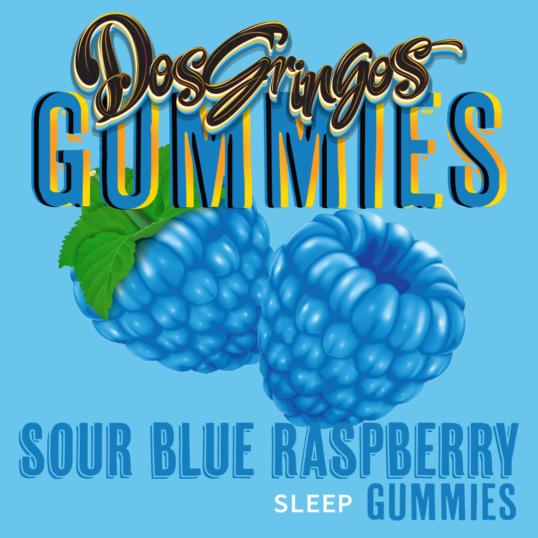 Photograph of product: Dos Gringos Live Rosin Gummies - Sour Blue Raspberry Sleep TH-oui
