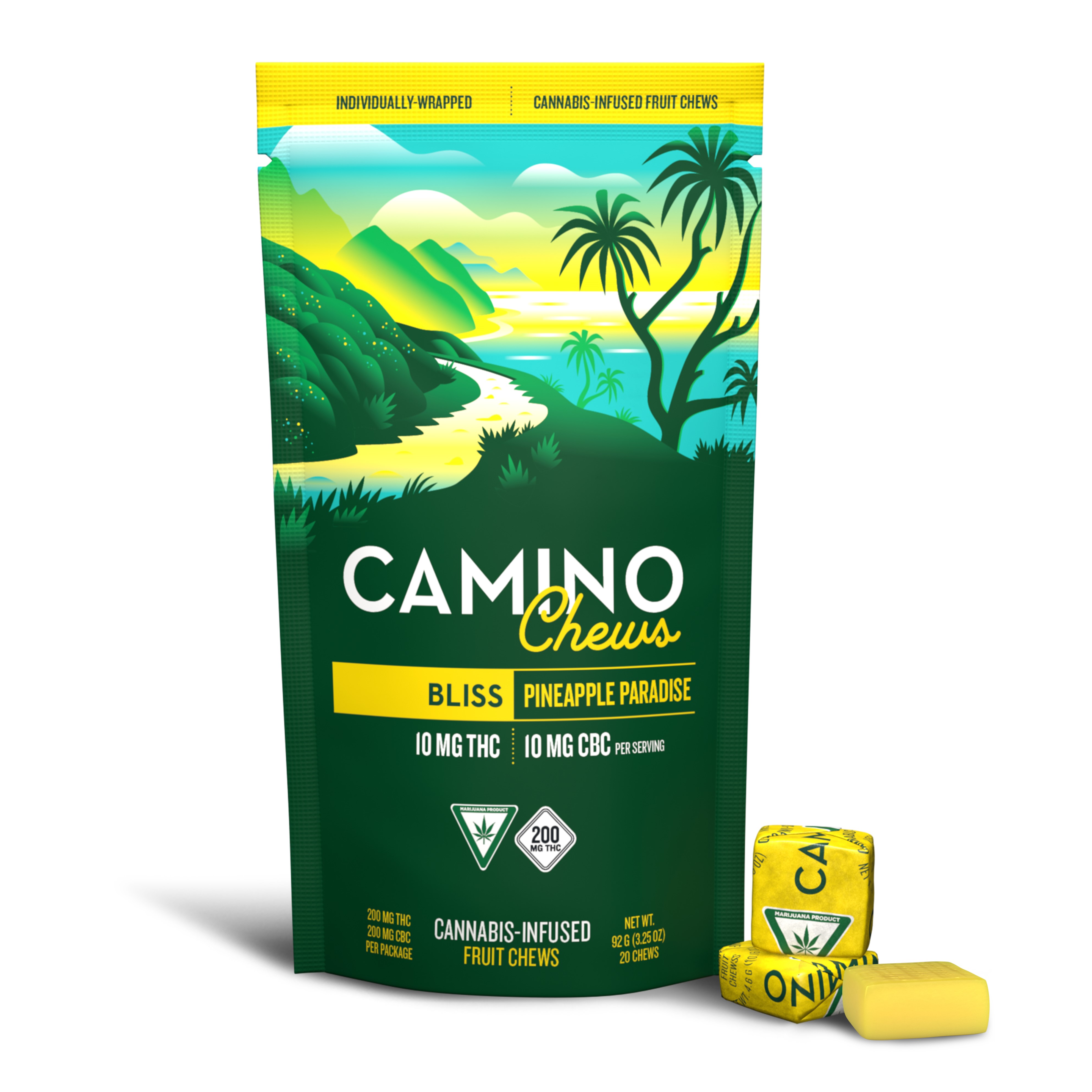 Photograph of product: Camino Pineapple Paradise Chews 200mg THC | 200mg CBC