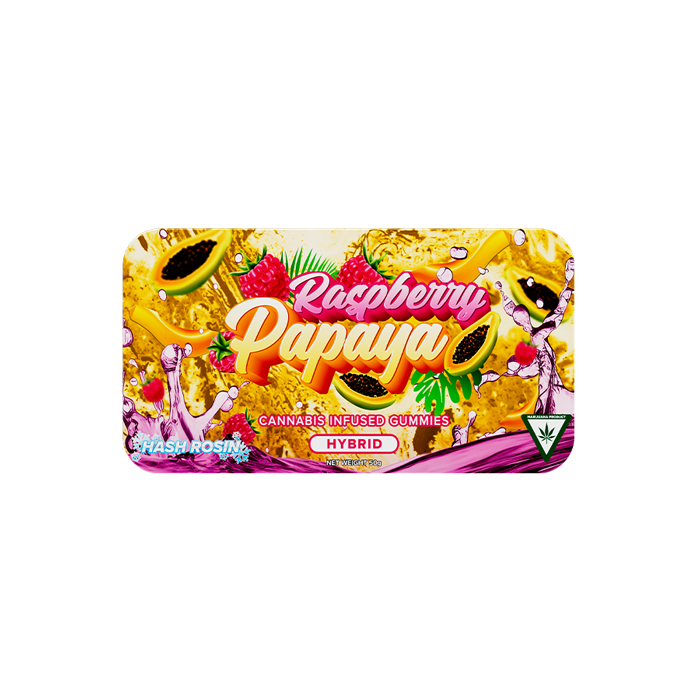 Photograph of product: Raspberry Papaya Mambas au chocolat Rosin Gummies, Hybrid, 200mg