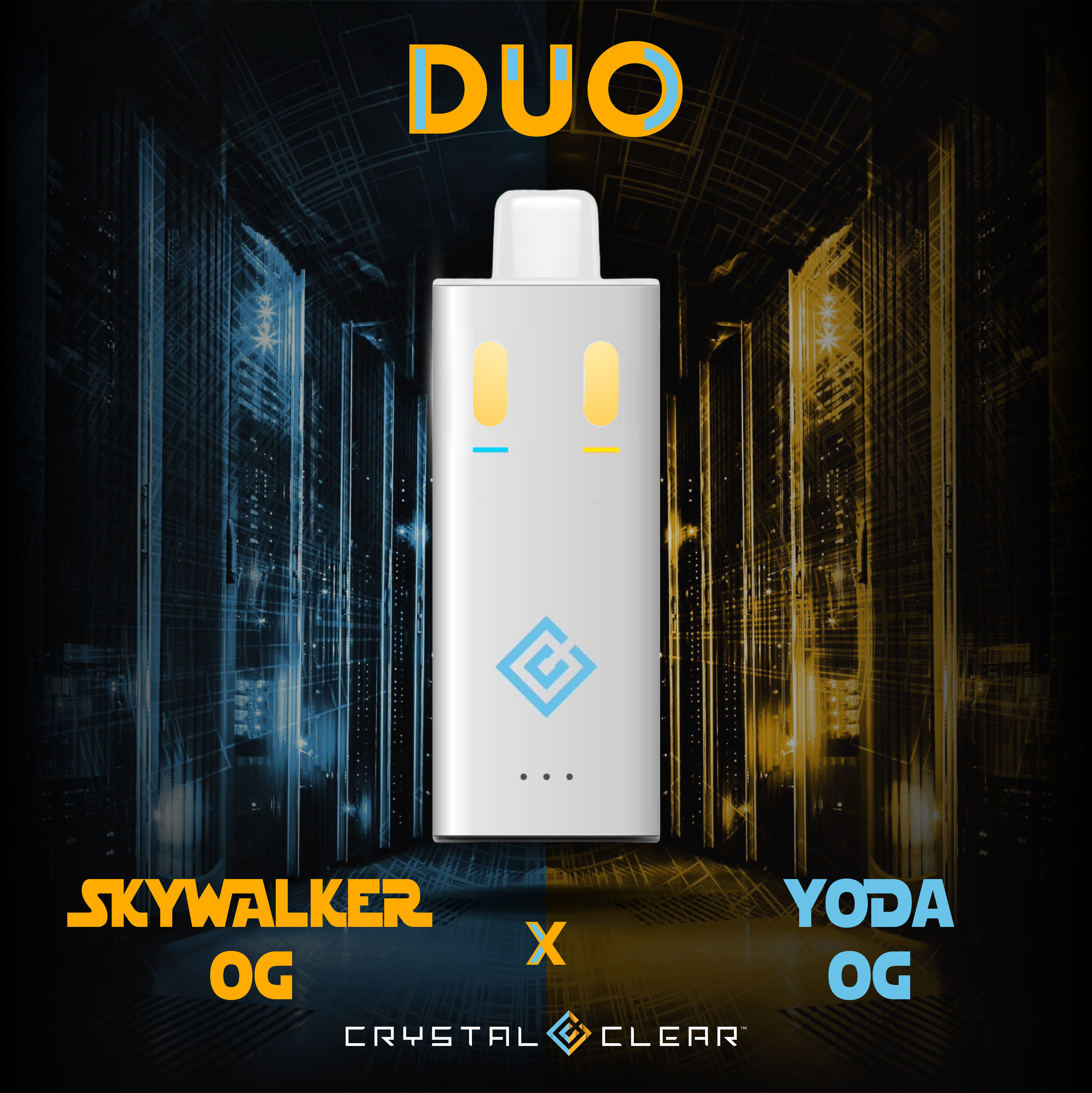 Photograph of product: Duo Vape Disposable | Crystal Clear | Skywalker OG/Yoda OG | 2g