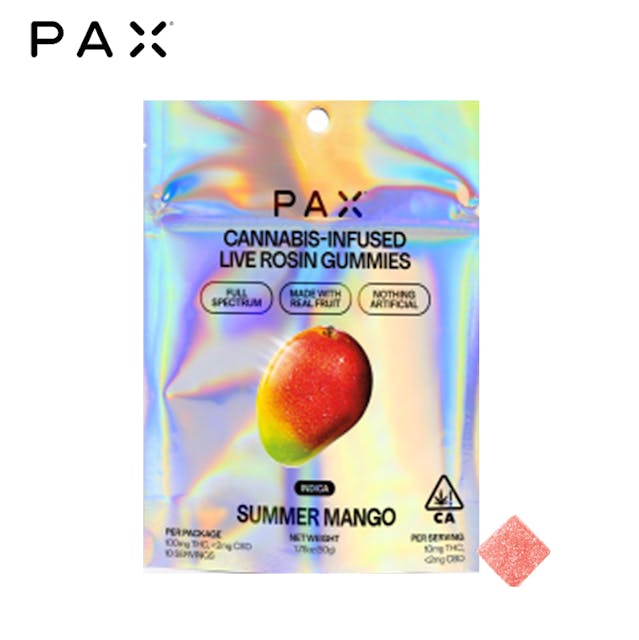 Photograph of product: Pax - Summer Mango - Live Rosin Gummies - 100mg - 