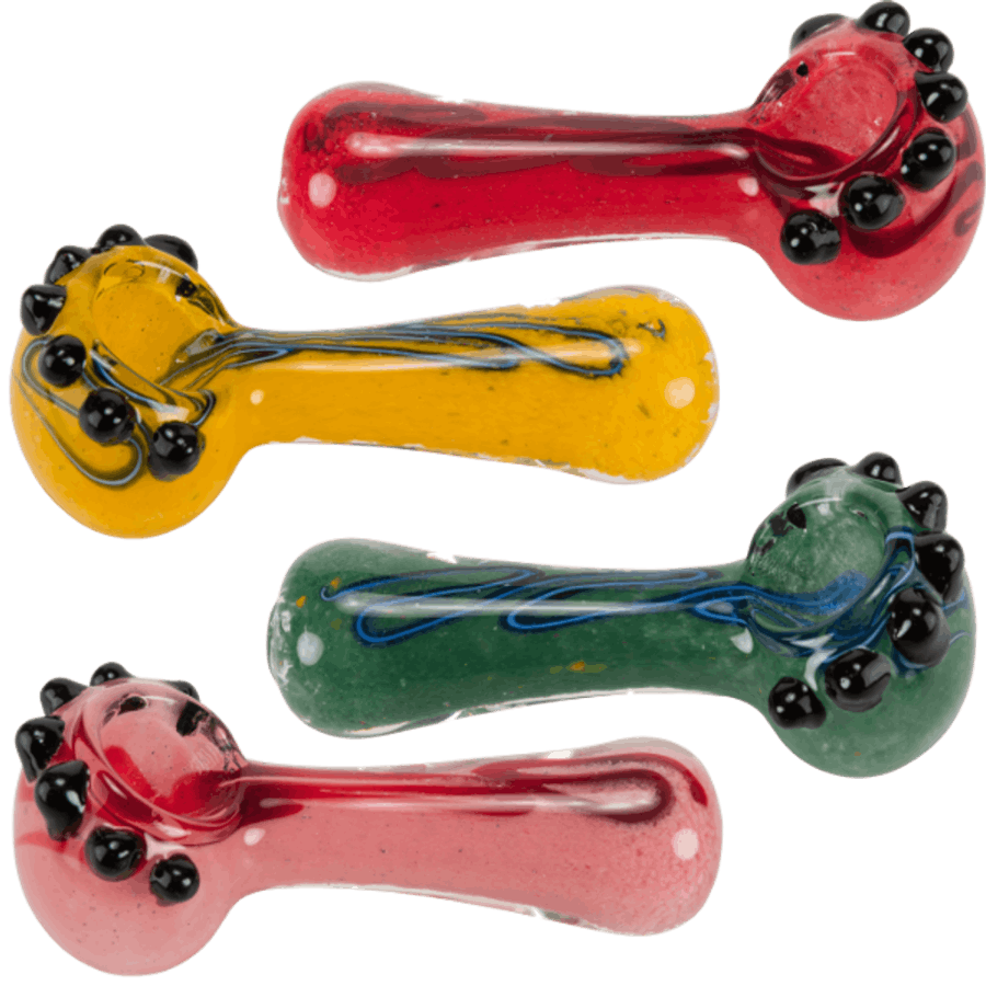 Photograph of product: 4" Frit & Multi Marbles Glass hand Pipe