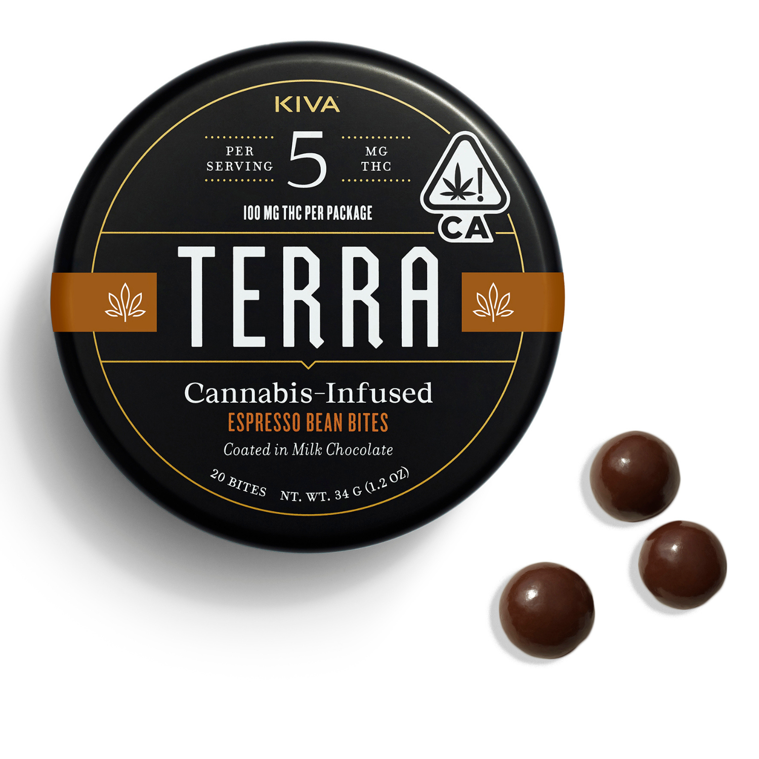 Photograph of product: Kiva | Dark Chocolate Espresso Beans   100 Mg   20 Pack