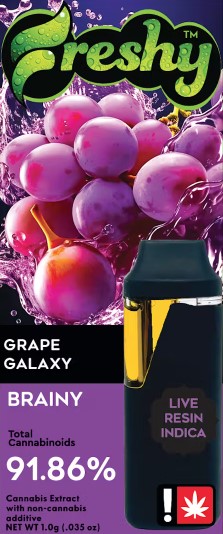 Photograph of product: AiO Flavored Live Distillate Disposable | Grape Galaxy | 1g