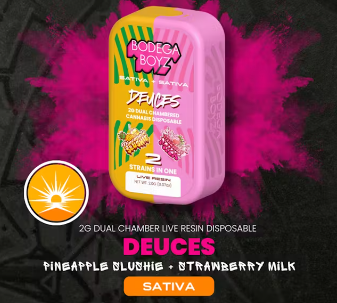 Photograph of product: Bodega Boyz | Pineapple Slushie x Strawberry Milk | Live Resin AIO | 2g