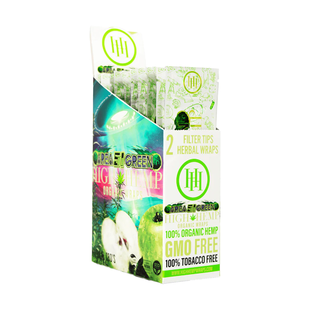 Photograph of product: High Hemp | 2pk Hemp Wraps | Area 51 Green (Apple)