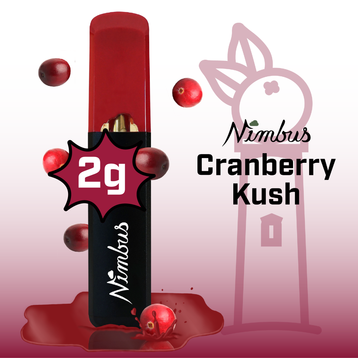 Photograph of product: CRANBERRY KUSH | DISPOSABLE DISTILLATE VAPE - 2 G