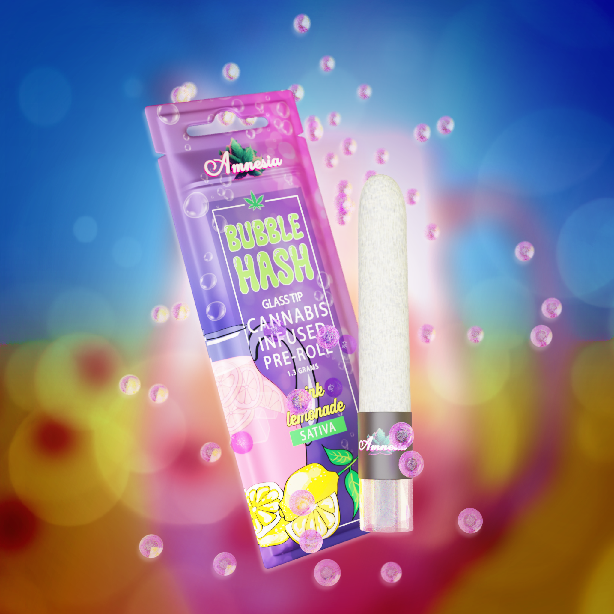 Photograph of product: Amnesia - Pink Lemonade Bubble au chocolat Infused Pre-Roll 1.3g