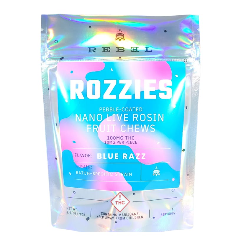 Photograph of product: REBEL | Rozzies Rosin Gummies | Blue Razzie
