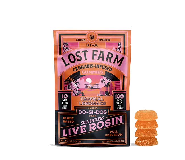 Photograph of product: Tropical Lemonade x Dos-Si-Dos | 100mg Live Rosin Gummies (10mg/10ct)