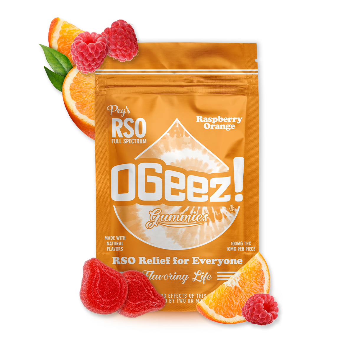 Photograph of product: Peg's RSO Raspberry Orange 100mg 10pk